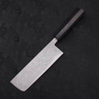 Nakiri Blue Steel #2 Damascus Buffalo Ebony Handle 165mm-[Musashi]-[Japanese-Kitchen-Knives]