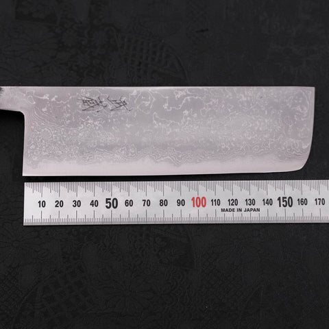 Nakiri Blue Steel #2 Damascus Buffalo Ebony Handle 165mm-[Musashi]-[Japanese-Kitchen-Knives]