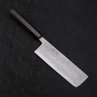 Nakiri Blue Steel #2 Damascus Buffalo Ebony Handle 165mm-[Musashi]-[Japanese-Kitchen-Knives]