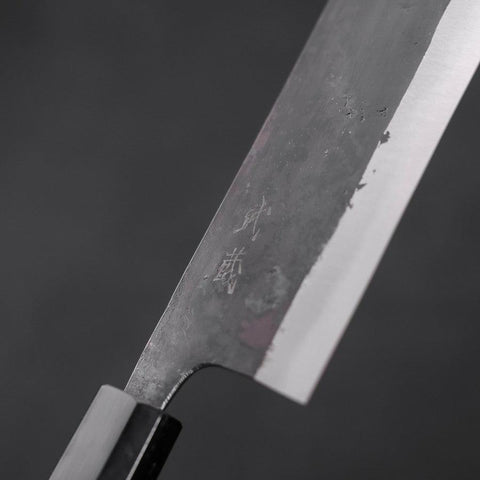 Nakiri Blue Steel #2 Kurouchi Buffalo Teak Handle 165mm-[Musashi]-[Japanese-Kitchen-Knives]