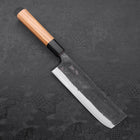 Nakiri Blue Steel #2 Kurouchi Buffalo Teak Handle 165mm-[Musashi]-[Japanese-Kitchen-Knives]
