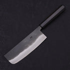 Nakiri Blue Steel #2 Kurouchi Chokin Kappa Fishing Focus Buffalo Ebony Handle 165mm-[Musashi]-[Japanese-Kitchen-Knives]