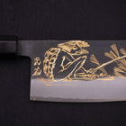 Nakiri Blue Steel #2 Kurouchi Chokin Kappa Fishing Focus Buffalo Ebony Handle 165mm-[Musashi]-[Japanese-Kitchen-Knives]