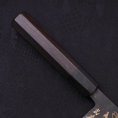 Nakiri Blue Steel #2 Kurouchi Chokin Kappa Fishing Slipping Buffalo Ebony Handle 165mm-[Musashi]-[Japanese-Kitchen-Knives]