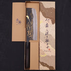 Nakiri Blue Steel #2 Kurouchi Chokin Kappa Fishing Slipping Buffalo Ebony Handle 165mm-[Musashi]-[Japanese-Kitchen-Knives]