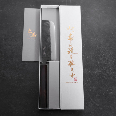 Nakiri Blue Steel #2 Kurouchi Ebony Handle 120mm-[Musashi]-[Japanese-Kitchen-Knives]