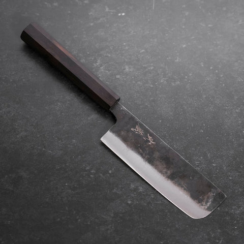 Nakiri Blue Steel #2 Kurouchi Ebony Handle 120mm-[Musashi]-[Japanese-Kitchen-Knives]
