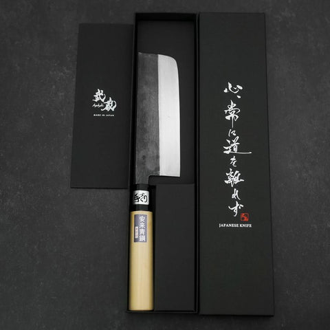 Nakiri Blue Steel #2 Kurouchi Magnolia Handle 165mm-[Musashi]-[Japanese-Kitchen-Knives]