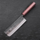 Nakiri Blue Steel #2 Kurouchi Purple Urushi Handle 165mm-[Musashi]-[Japanese-Kitchen-Knives]