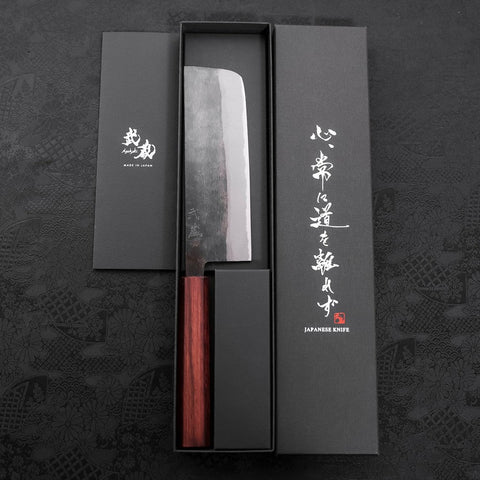 Nakiri Blue Steel #2 Kurouchi Purple Urushi Handle 165mm-[Musashi]-[Japanese-Kitchen-Knives]