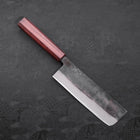 Nakiri Blue Steel #2 Kurouchi Purple Urushi Handle 165mm-[Musashi]-[Japanese-Kitchen-Knives]