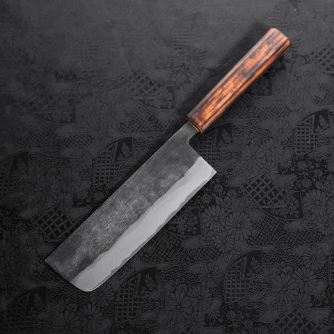 Nakiri Blue Steel #2 Kurouchi Sumi Urushi Handle 165mm-[Musashi]-[Japanese-Kitchen-Knives]