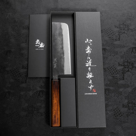 Nakiri Blue Steel #2 Kurouchi Sumi Urushi Handle 165mm-[Musashi]-[Japanese-Kitchen-Knives]