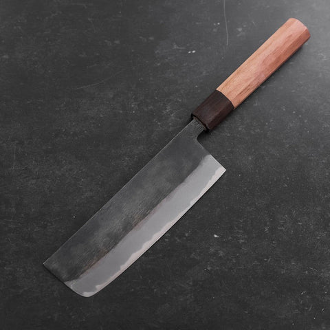 Nakiri Blue Steel #2 Kurouchi Walnut Handle 165mm-[Musashi]-[Japanese-Kitchen-Knives]