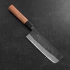 Nakiri Blue Steel #2 Kurouchi Walnut Handle 165mm-[Musashi]-[Japanese-Kitchen-Knives]