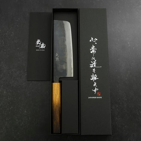 Nakiri Blue Steel #2 Kurouchi Yaki Urushi Handle 165mm-[Musashi]-[Japanese-Kitchen-Knives]