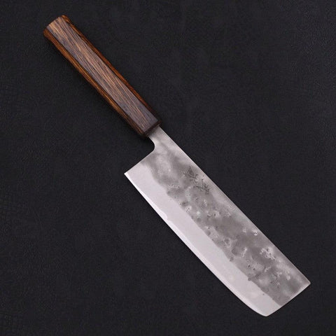 Nakiri Blue Steel #2 Nashiji Sumi Urushi Handle 165mm-[Musashi]-[Japanese-Kitchen-Knives]