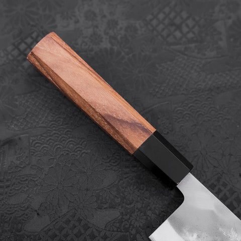Nakiri Blue Steel #2 Revestimiento de Acero Inoxidable Nashiji Mango de Teca con Cuerno de Búfalo 165 mm