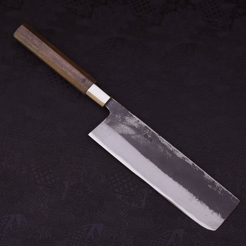 Nakiri Blue Steel #2 Walnut Handle 200mm-[Musashi]-[Japanese-Kitchen-Knives]