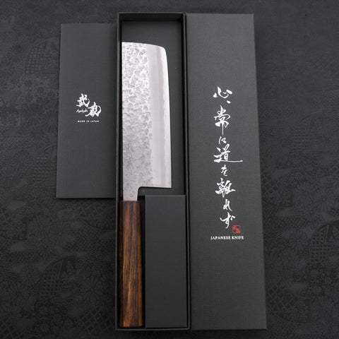 Nakiri Chromax Mirror Tsuchime Sumi Urushi Handle 165mm-[Musashi]-[Japanese-Kitchen-Knives]