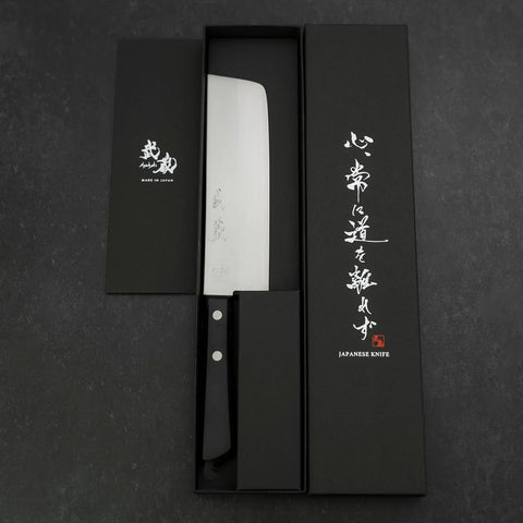 Nakiri Chromax Polished Western Black Handle 165mm-[Musashi]-[Japanese-Kitchen-Knives]