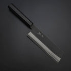 Nakiri Cobalt Stainless HRC62 Kurouchi Damascus Buffalo Ebony Handle 165mm (6.5”)-[Musashi]-[Japanese-Kitchen-Knives]