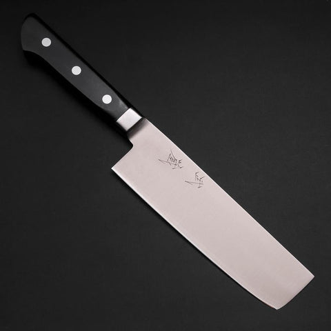 Nakiri Molybdenum Polished Western Black Handle 160mm-[Musashi]-[Japanese-Kitchen-Knives]