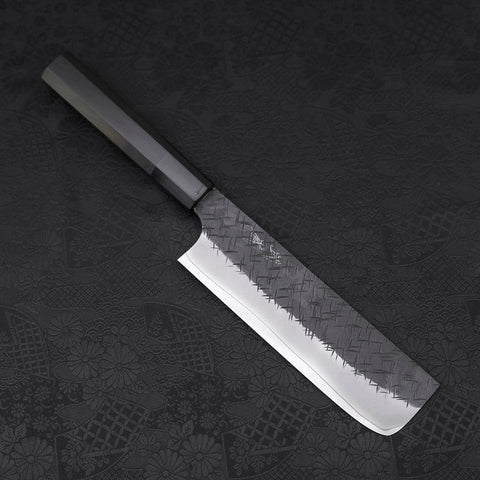 Nakiri SG-2 Kurouchi Tsuchime Buffalo Ebony Handle 170mm-[Musashi]-[Japanese-Kitchen-Knives]