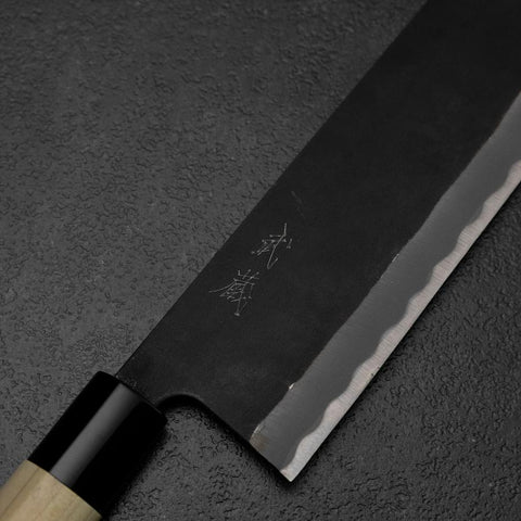 Nakiri SK Steel Kurouchi Kurigata Magnolia Handle 170mm (6.7”)-[Musashi]-[Japanese-Kitchen-Knives]
