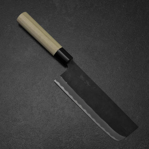Nakiri SK Steel Kurouchi Kurigata Magnolia Handle 170mm (6.7”)-[Musashi]-[Japanese-Kitchen-Knives]
