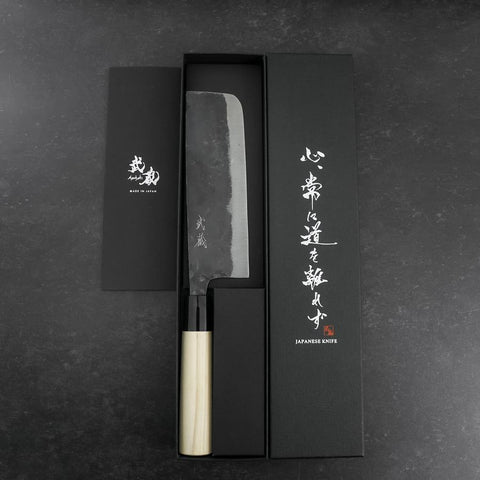 Nakiri SK Steel Kurouchi Magnolia Handle 170mm (6.7”)-[Musashi]-[Japanese-Kitchen-Knives]