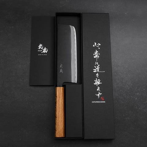 Nakiri SK Steel Kurouchi Oak Handle 170mm-[Musashi]-[Japanese-Kitchen-Knives]