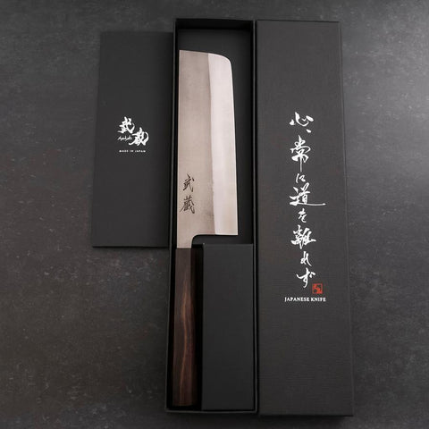 Nakiri SKD11 Nashiji Ebony Handle 165mm-[Musashi]-[Japanese-Kitchen-Knives]