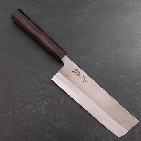 Nakiri SKD11 Nashiji Ebony Handle 165mm-[Musashi]-[Japanese-Kitchen-Knives]