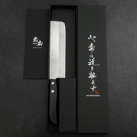 Nakiri SKD12 Polished Western Black Handle 165mm-[Musashi]-[Japanese-Kitchen-Knives]