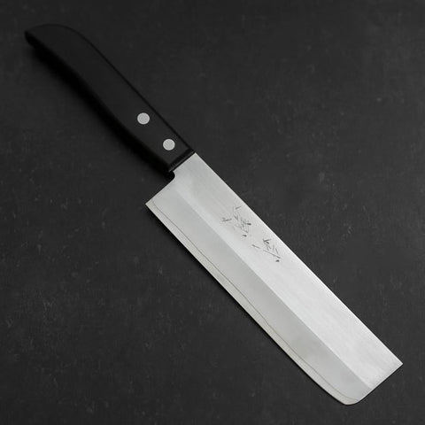 Nakiri SKD12 Polished Western Black Handle 165mm-[Musashi]-[Japanese-Kitchen-Knives]