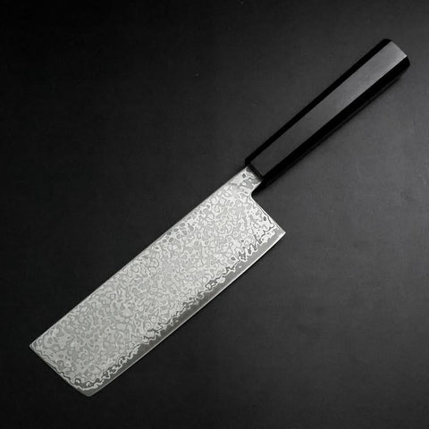 Nakiri SLD Black Damascus Ebony Handle 170mm (6.7”)-[Musashi]-[Japanese-Kitchen-Knives]
