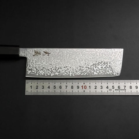 Nakiri SLD Black Damascus Ebony Handle 170mm (6.7”)-[Musashi]-[Japanese-Kitchen-Knives]