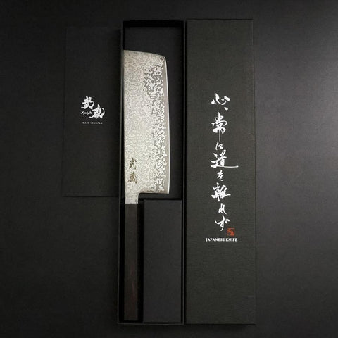 Nakiri SLD Black Damascus Ebony Handle 170mm (6.7”)-[Musashi]-[Japanese-Kitchen-Knives]