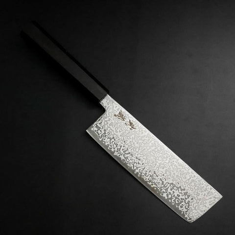 Nakiri SLD Black Damascus Ebony Handle 170mm-[Musashi]-[Japanese-Kitchen-Knives]