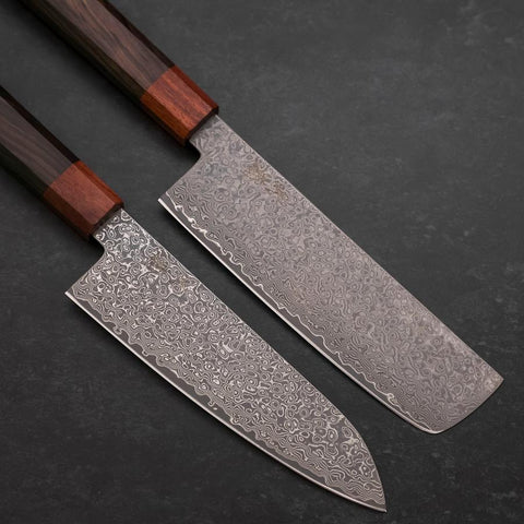 Nakiri & Santoku VG-10 Damasco Mango de Ébano Palisandro Set Sakura