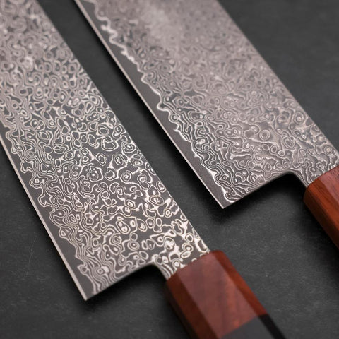 Nakiri & Santoku VG-10 Damasco Mango de Ébano Palisandro Set Sakura