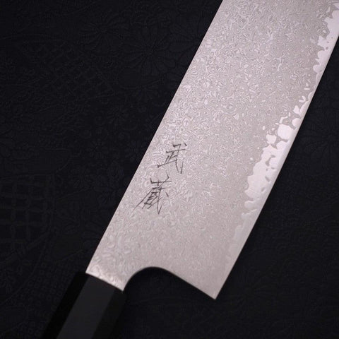 Nakiri Silver Steel #3 Damasco Mango de Ébano con Cuerno de Búfalo 165mm