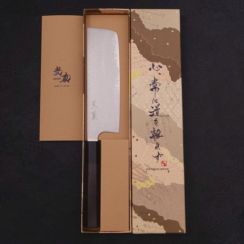 Nakiri Silver Steel #3 Damasco Mango de Ébano con Cuerno de Búfalo 165mm