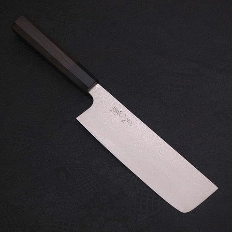 Nakiri Silver Steel #3 Damasco Mango de Ébano con Cuerno de Búfalo 165mm