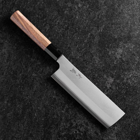 Nakiri Silver Steel #3 Kasumi Buffalo Walnut Handle 165mm-[Musashi]-[Japanese-Kitchen-Knives]