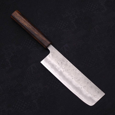 Nakiri Silver Steel #3 Nashiji Sumi Urushi Handle 165mm-[Musashi]-[Japanese-Kitchen-Knives]