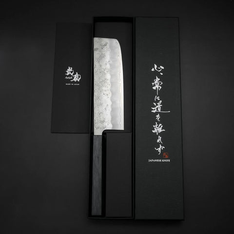 Nakiri Silver Steel #3 Nashiji Washi Dark Blue Urushi Handle 165mm-[Musashi]-[Japanese-Kitchen-Knives]