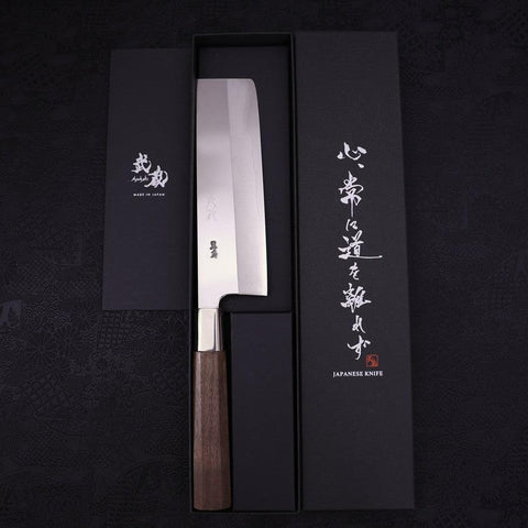 Nakiri Silver Steel #3 Walnut Handle 165mm-[Musashi]-[Japanese-Kitchen-Knives]