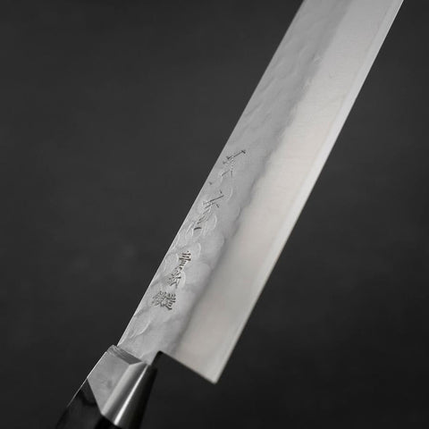 Nakiri Stainless Clad Blue Steel #2 Tsuchime Western Black Handle 170mm-[Musashi]-[Japanese-Kitchen-Knives]